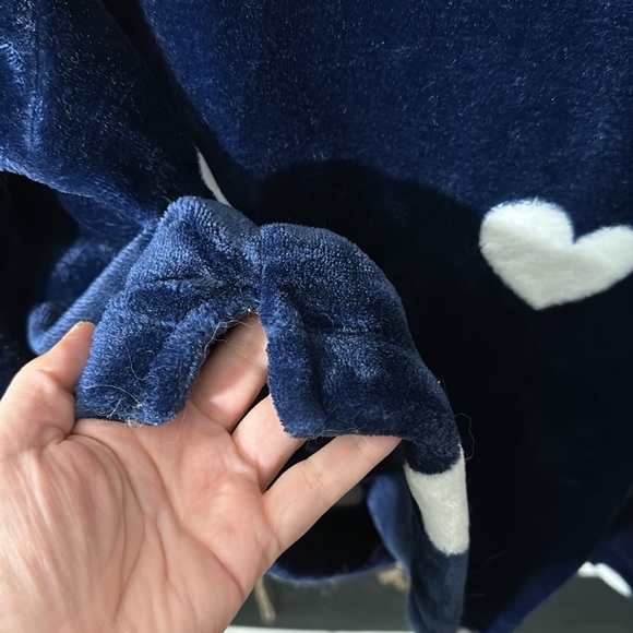 EUC LOFT Heart Velvet Sweatshirt -Blue with White Hearts - Picture 8 of 10
